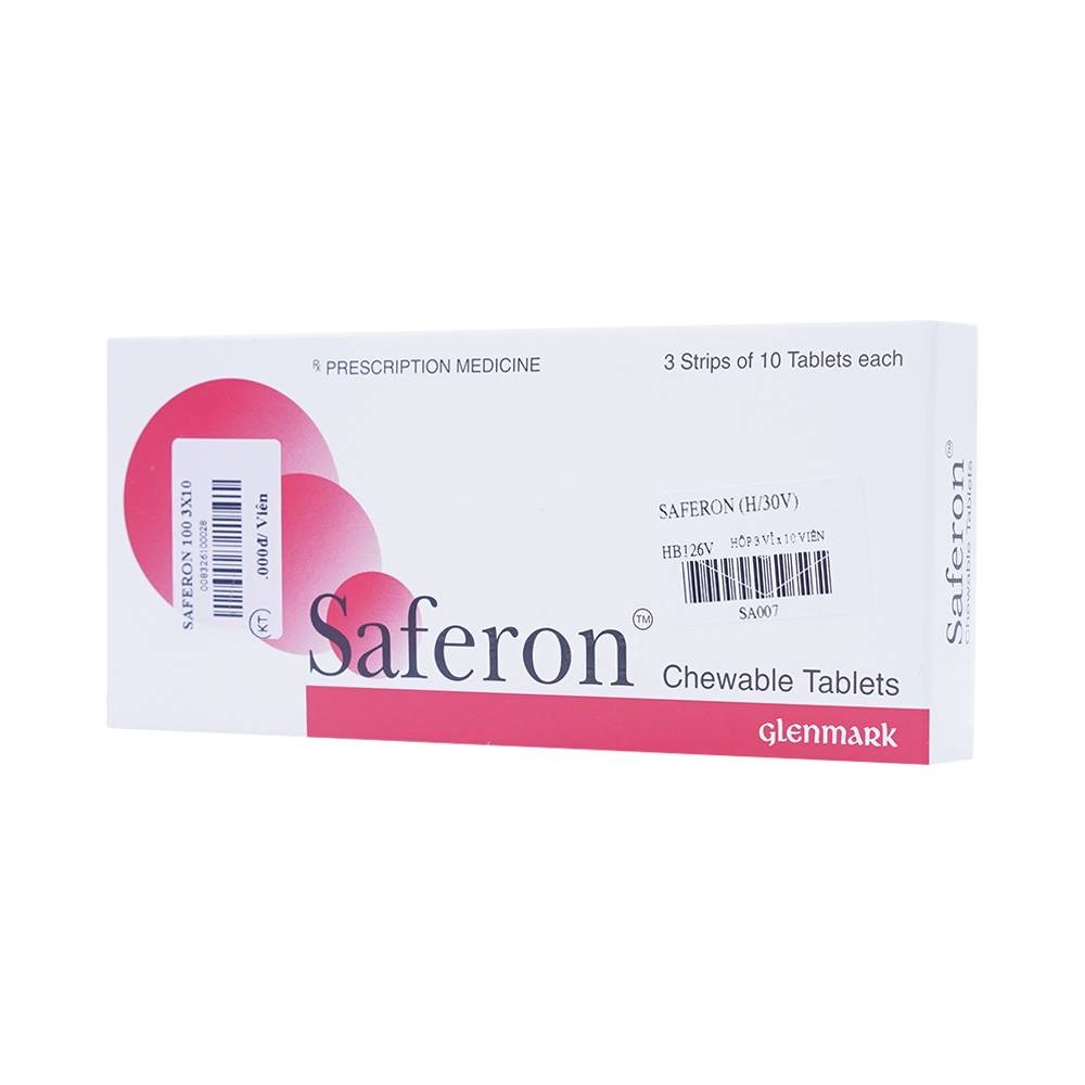 Viên nhai Saferon Glenmark dự phòng và điều trị chứng thiếu máu thiếu sắt
